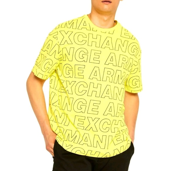 A|X ALL OVER Block Printed LOGO Crew T Shirt - Picture 2 of 6